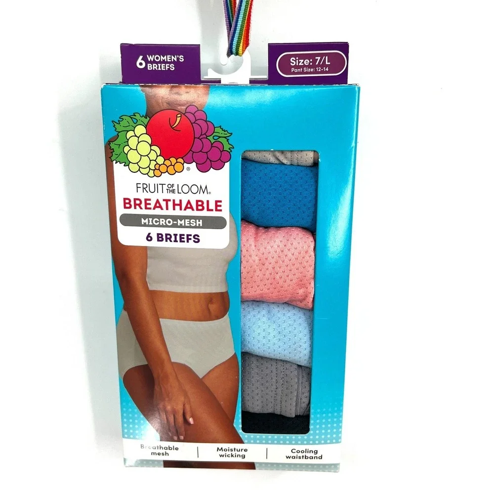 Fruit of the loom breathable micro-mesh women's briefs cooling underwear 7 L